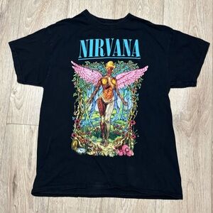 NIRVANA Black Tee with Colorful Graphic